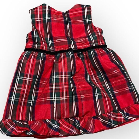 Wonder Nation Baby Girls Red A-Line Dress 12 Months Plaid Tulle Holiday Ruffle - Picture 6 of 6